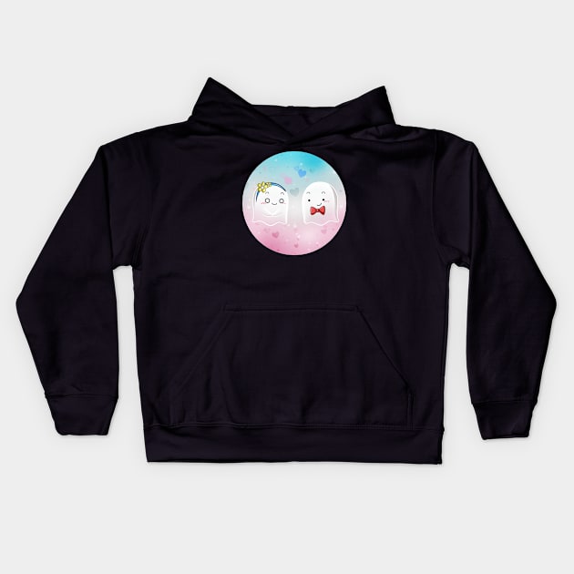 Kawaii Ghost Couple In Love Kids Hoodie by Chiisa